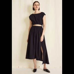 APIECE APART black Marietta cut-out cotton gauze dress, size XL